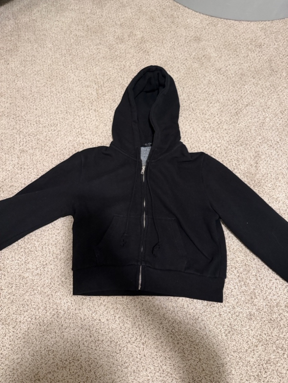 Brandy Melville Black Cropped Zip Hoodie